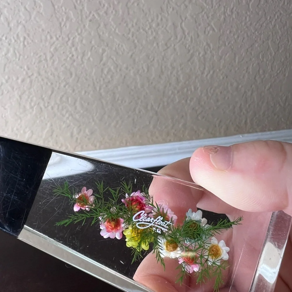 Vintage 1960s Lucite Floral Cake Server Mid Century Pastry Server By Clear Float